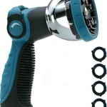 10-Pattern Heavy-Duty Metal Hose Nozzle With Thumb-Controlled High-Pressure Spray