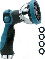 10-Pattern Heavy-Duty Metal Hose Nozzle With Thumb-Controlled High-Pressure Spray